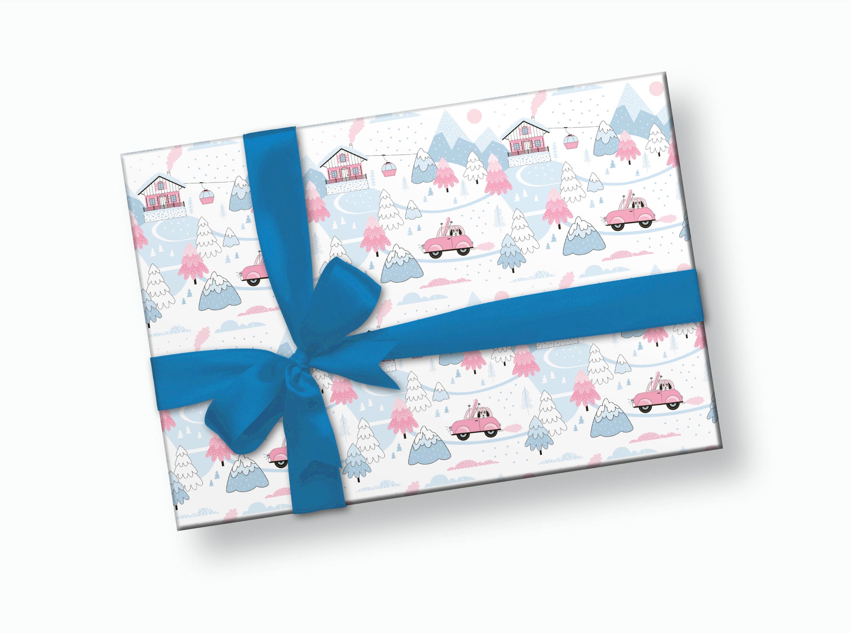 Stesha Party - Wholesale Flat Wrap - Ski Slopes Winter Holiday Gift Wrap Paper0