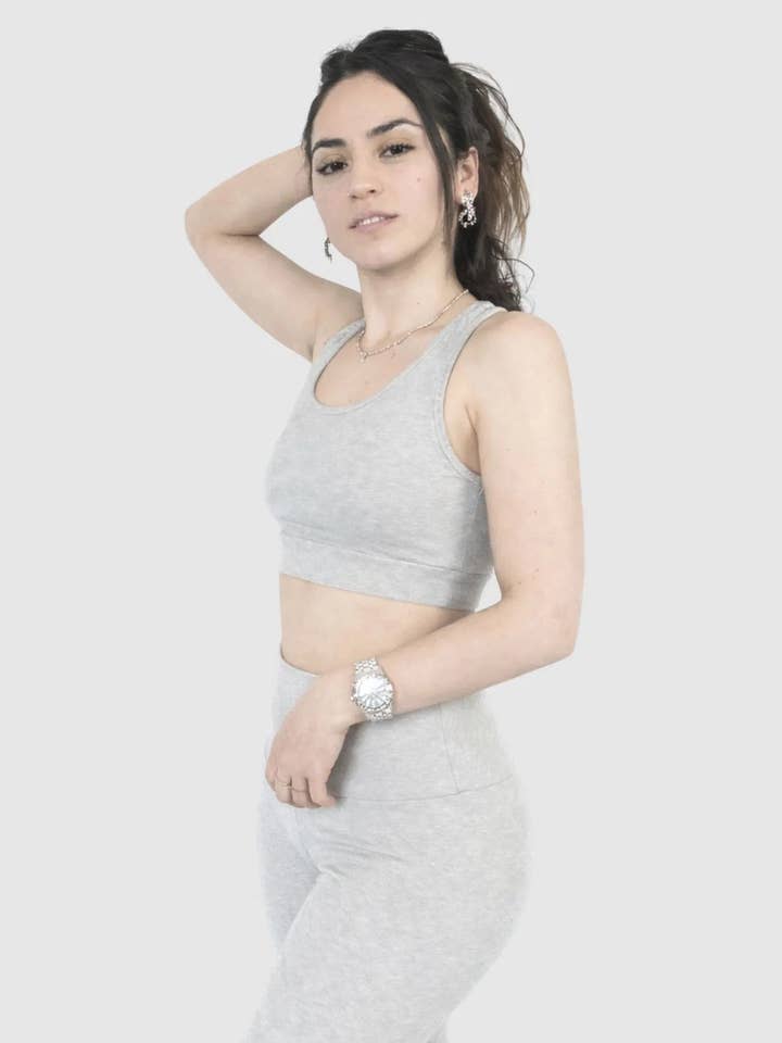 Organic Cotton Leggings 25" Grey for wholesale by Jacarandá