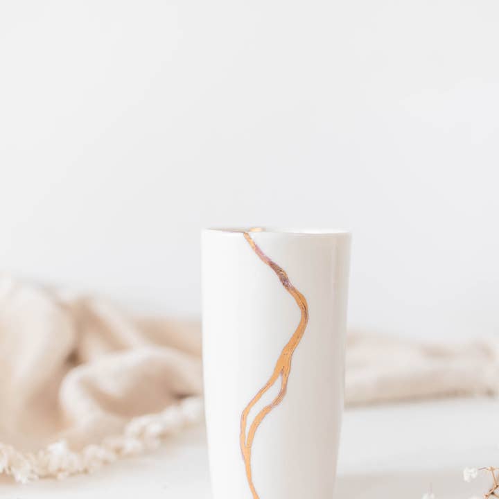 Niik Creative Co. - Wholesale Drinking Glass/Cup - Gold River Handmade Porcelain Cup