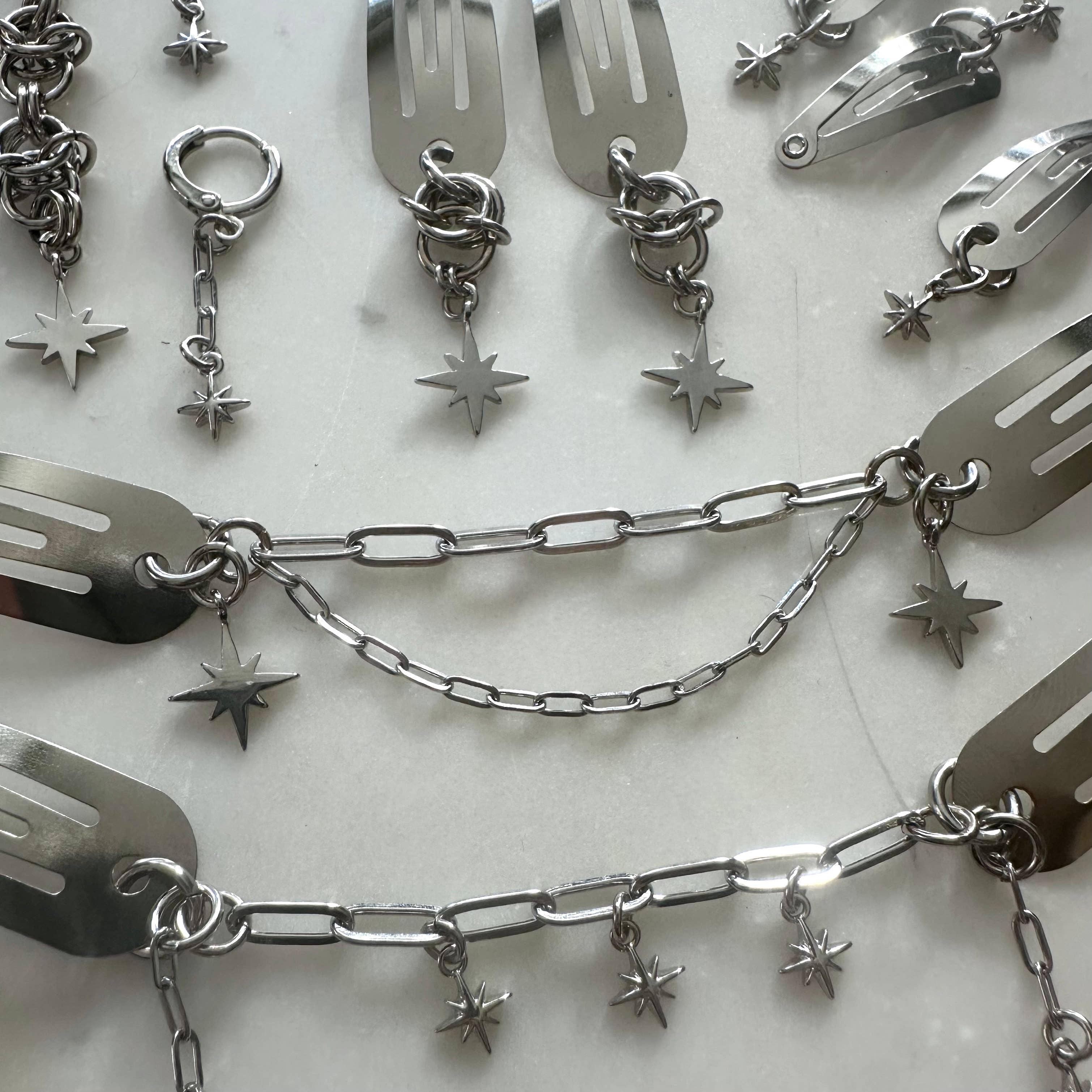 Foolish Fetish - Wholesale Dangle Earrings - Cosmic Starburst Chainmail Earrings5