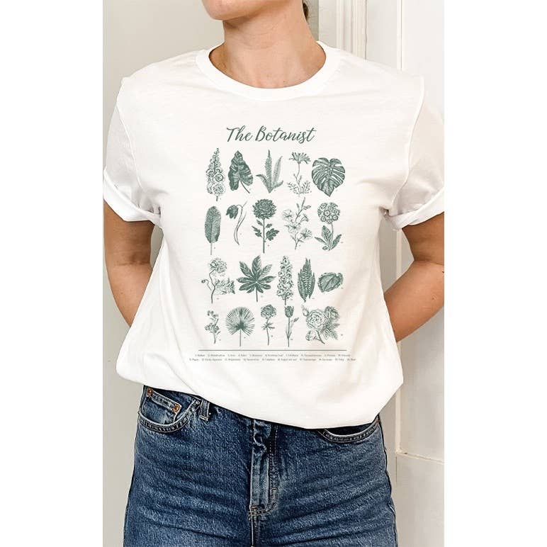 Select Apparel - Wholesale Screen Printed T-Shirt - Women's - The Botanist Flora Leaf Identification Graphic Tee2
