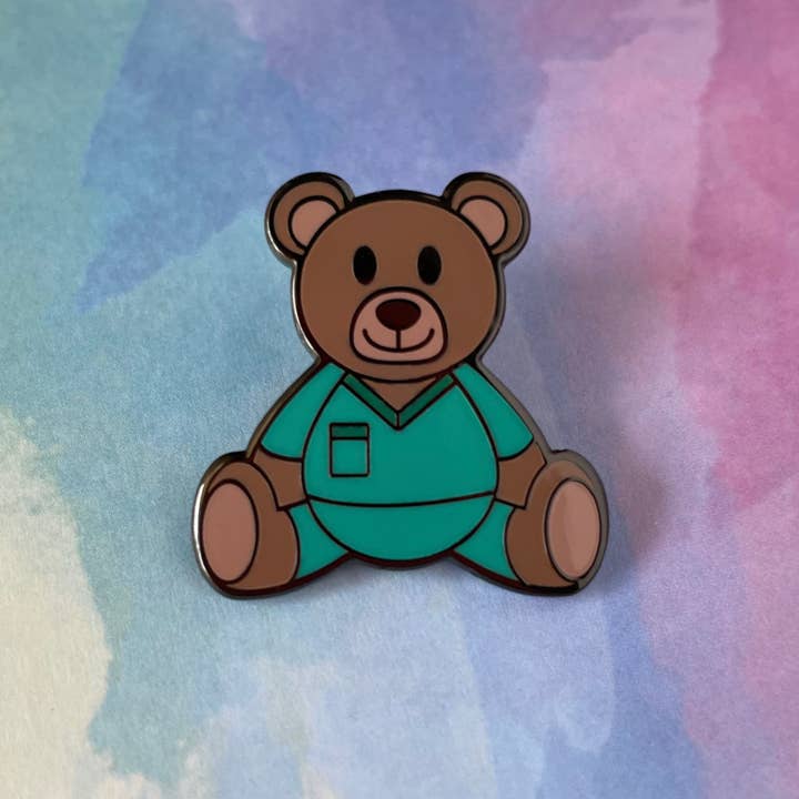 Scrubs Teddy Pin for wholesale by Rad Girl Creations