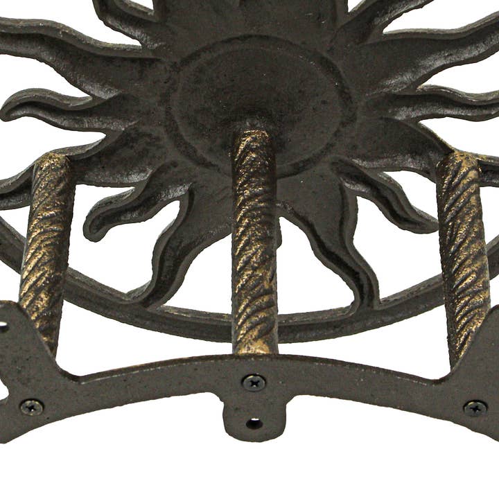 Zeckos - Wholesale Garden Tool - Cast Iron Celestial Sun Wall Mounted Garden Hose Holder5