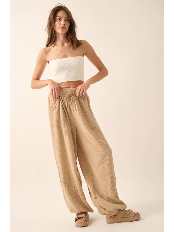 Promesa USA - Wholesale Pants - Women's - Mineral Washed Crinkle Cotton Parachute Pants6