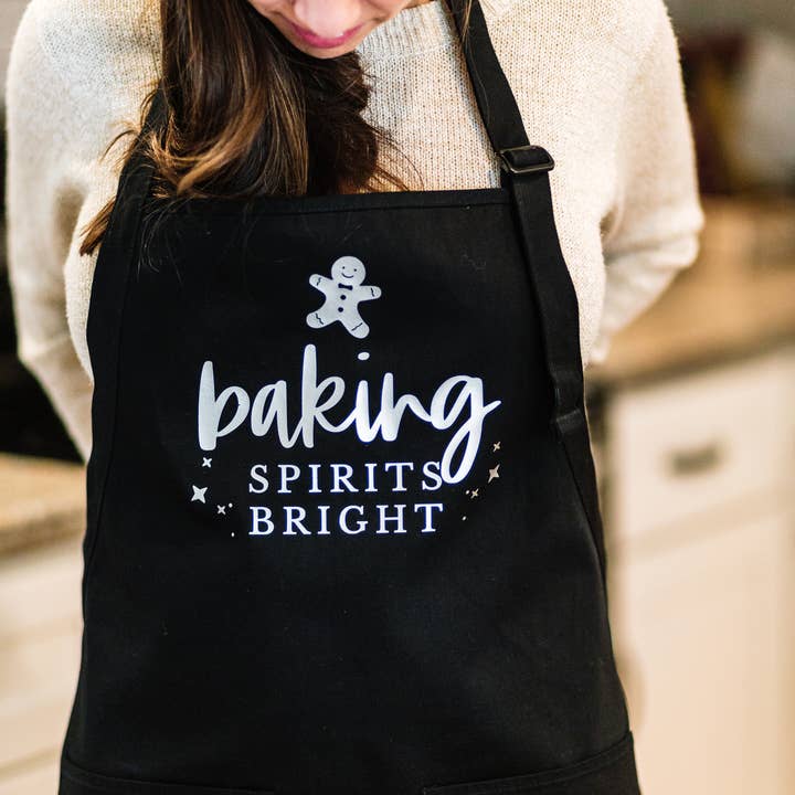 Baking Spirits Bright Christmas Baking Apron for wholesale by RichDesignCo