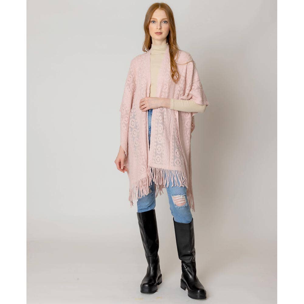 Sensibling Corp. - Vendita all'ingrosso Poncho - Donna - Poncho Ruana all'uncinetto solido4