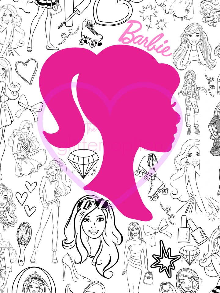 barbie coloring page for wholesale by the glitter option
