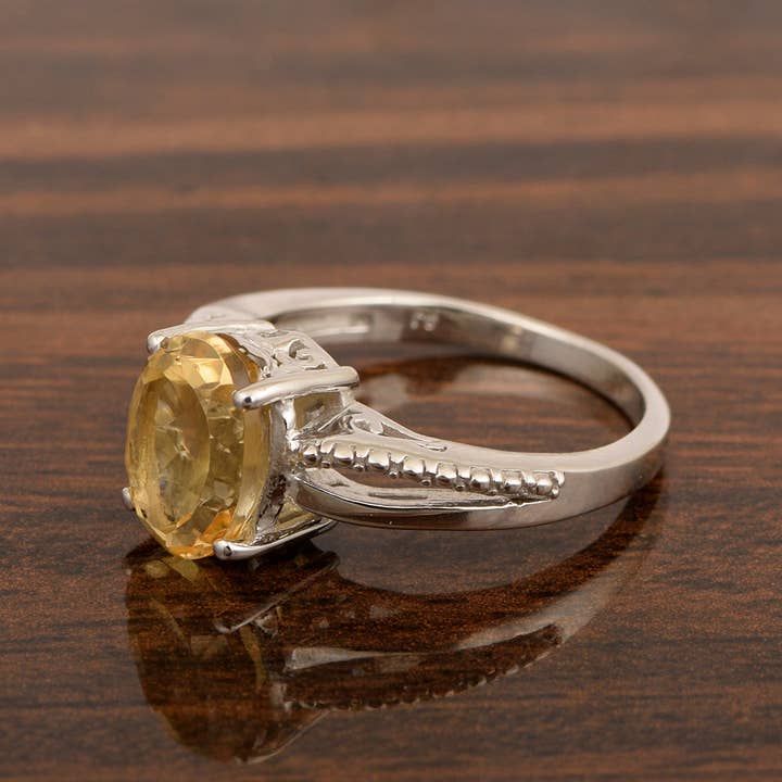 Star Joya - Vendita all'ingrosso Anelli con pietra singola/solitario - Anelli da promessa per lei in argento Sterling 925 con citrino ovale da 3 ct1