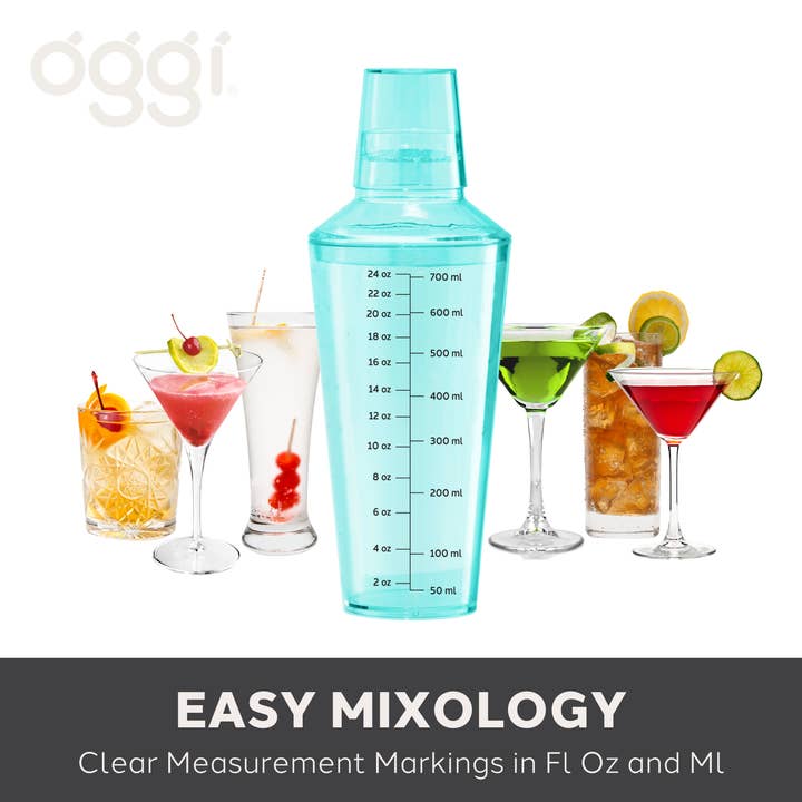 Oggi - Wholesale Cocktail Shaker - Cocktail Shaker, 24oz / 700ml, Aqua5