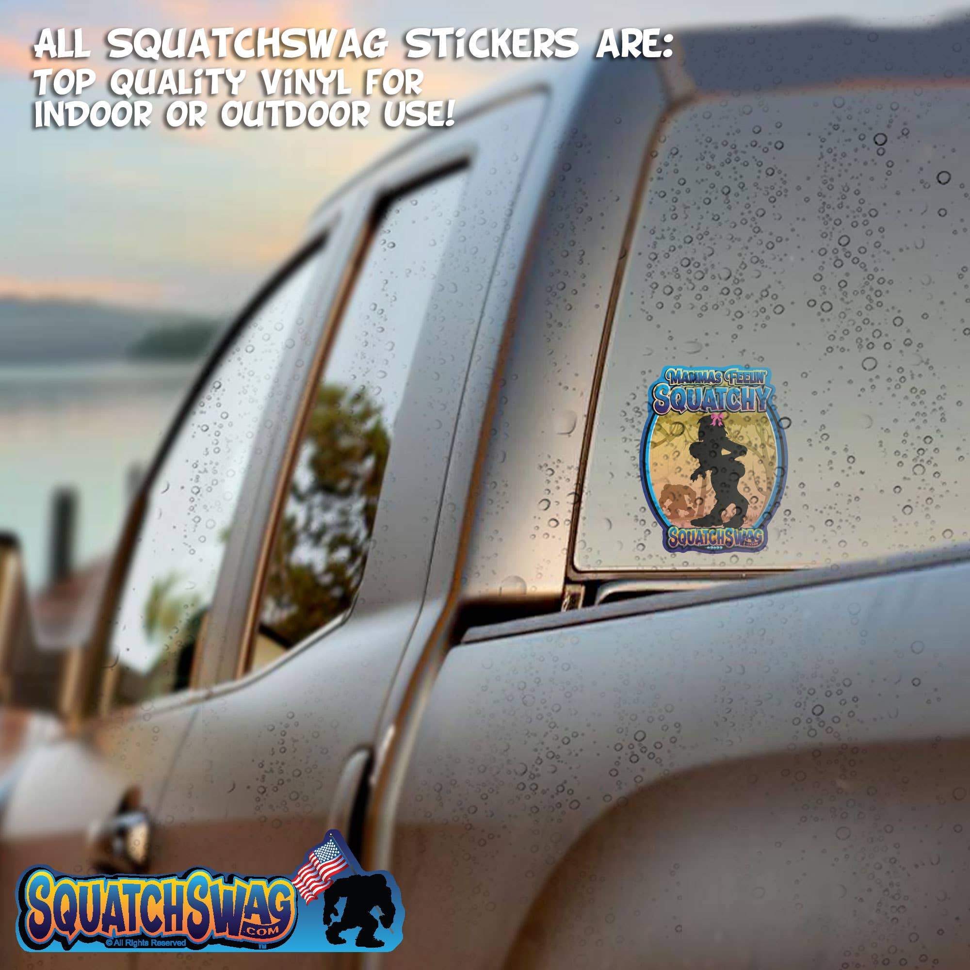 SquatchSwag - Wholesale Sticker - Mamma's Feelin Squatchy! - Bigfoot, Sasquatch Sticker2