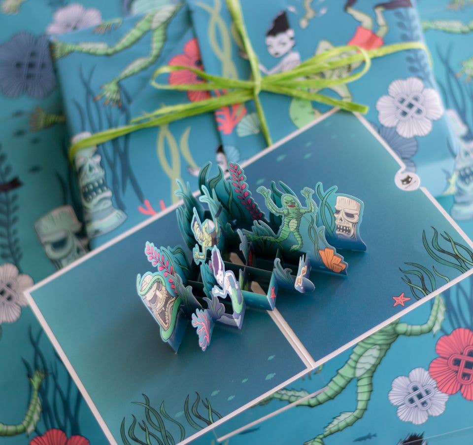 Spooky Cat Press - Wholesale Flat Wrap - Tiki Underwater Gift Wrap (1 Sheet)2