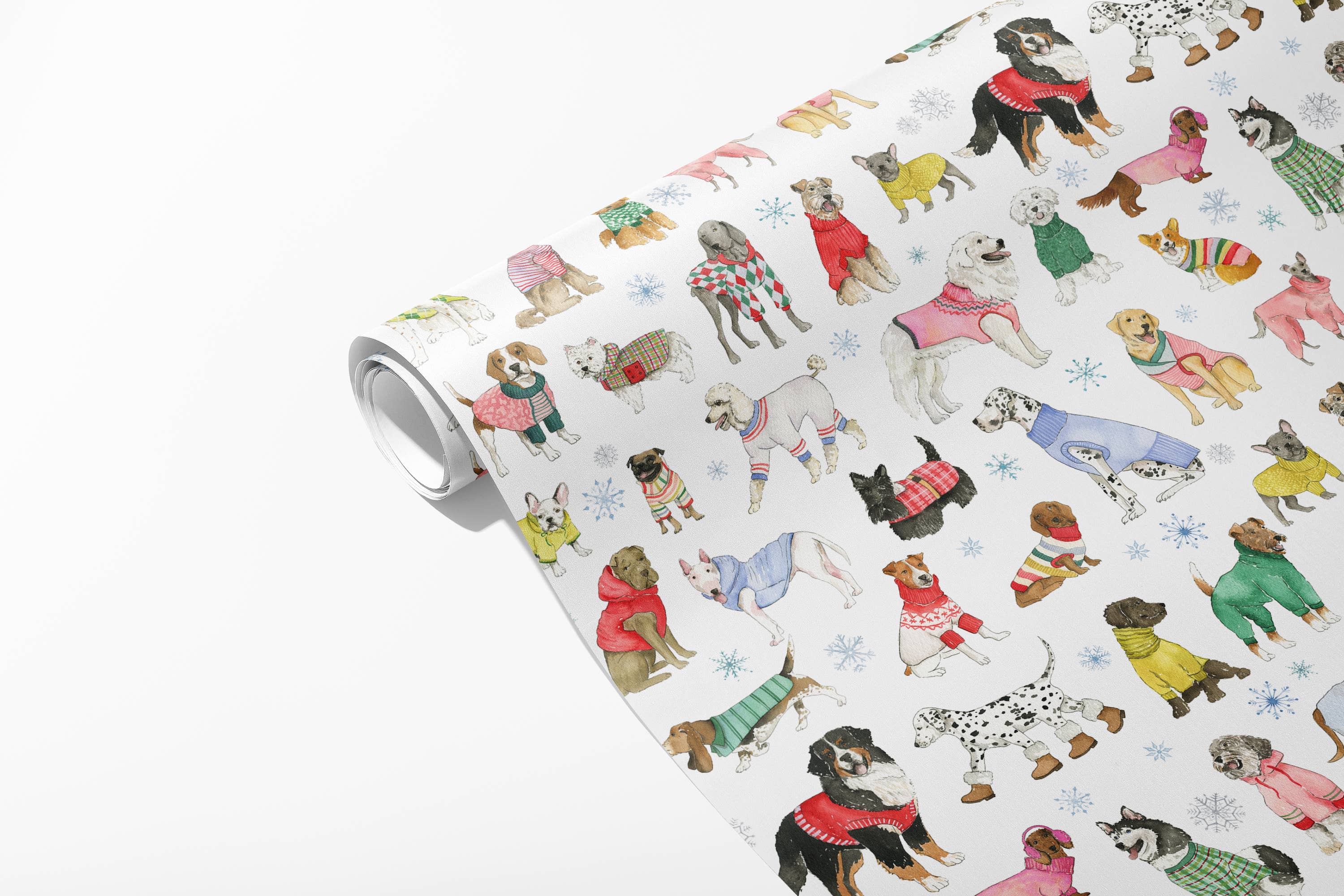 KelseyMDesigns - Wholesale Wrapping Paper Roll - Holiday Sweater Dogs Wrapping Paper - 3 Sheet Roll1