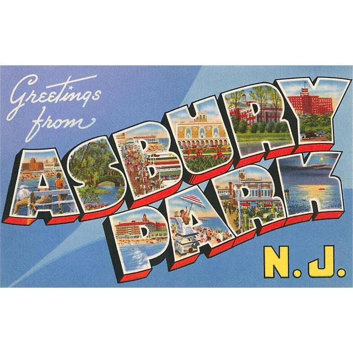 Cartolina NJ-279 Saluti da Asbury Park, New Jersey per la vendita all'ingrosso da parte di Found Image Press