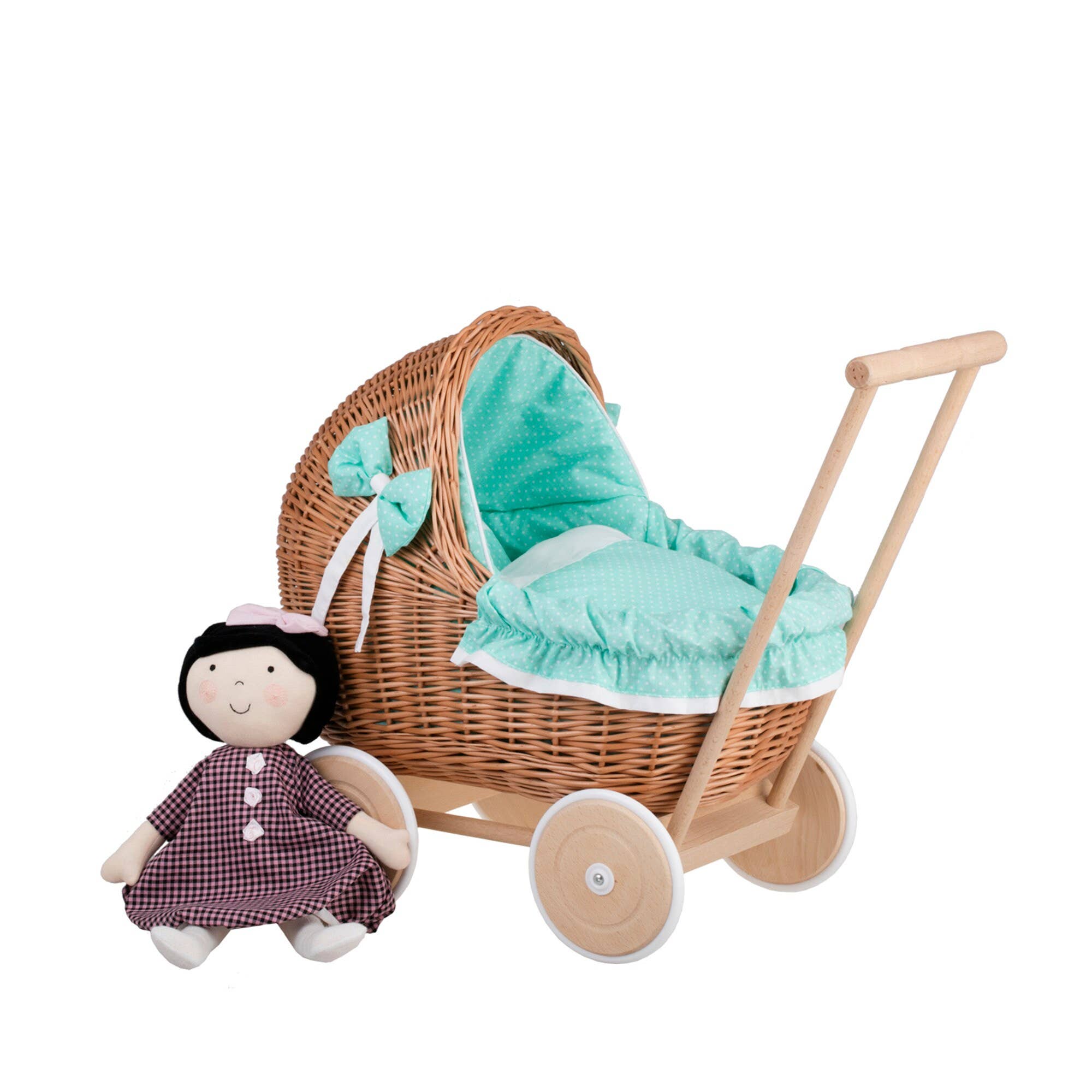 The Wicker Stories - Wholesale Doll Accessory Kit - Kids - Handmade Natural Wicker Baby Carriage, Wicker1