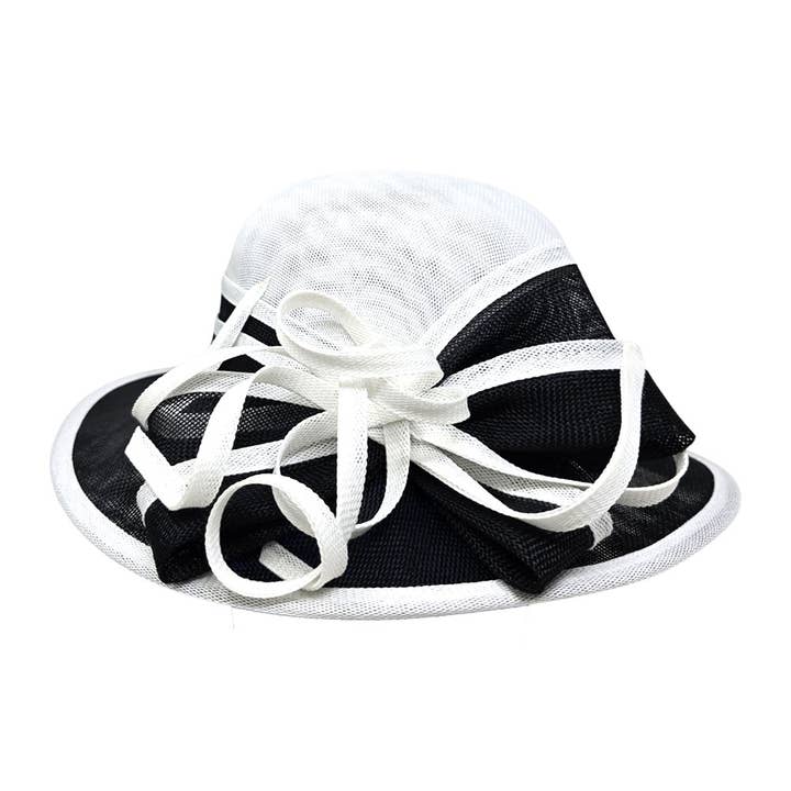 Sensibling Corp. - Wholesale Straw Hat - Women's - Two Tone Bow Accent Elegant Sinamay Dressy Hat21