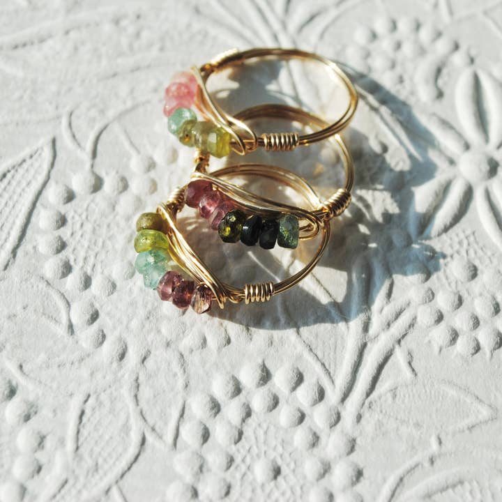 Seaflowerjewelry - Wholesale Band/Stacked Ring - Rainbow band ring Rainbow tourmaline band gold fill sterling3