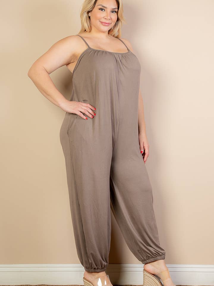 CAPELLA APPAREL - Wholesale Jumpsuit - Women's - Plus Size Sleeveless Jogger Jumpsuit