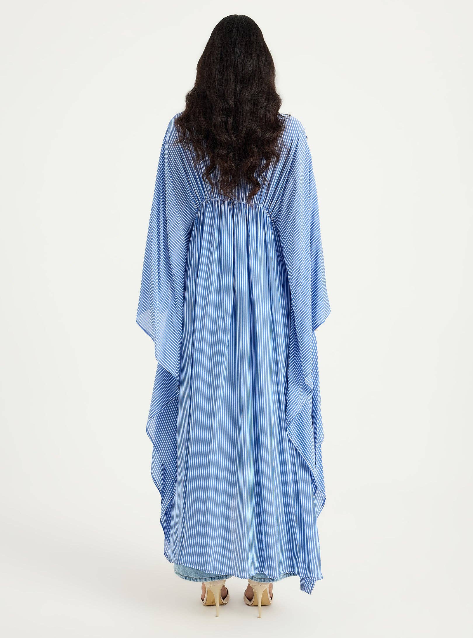 Store WF – wholesale Kaftan – Women's – Striped Silver Embellishment Kaftan Dress4