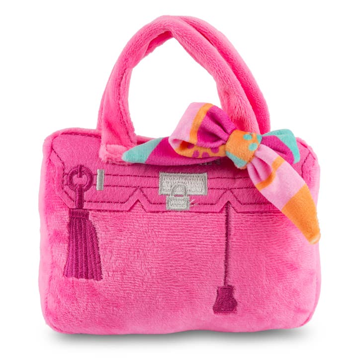 Haute Diggity Dog - Wholesale Pet Plush Toy - Dog - Barkin Bag - *CHIC DOGGIE* Pink w/ Scarf Squeaker Dog Toy