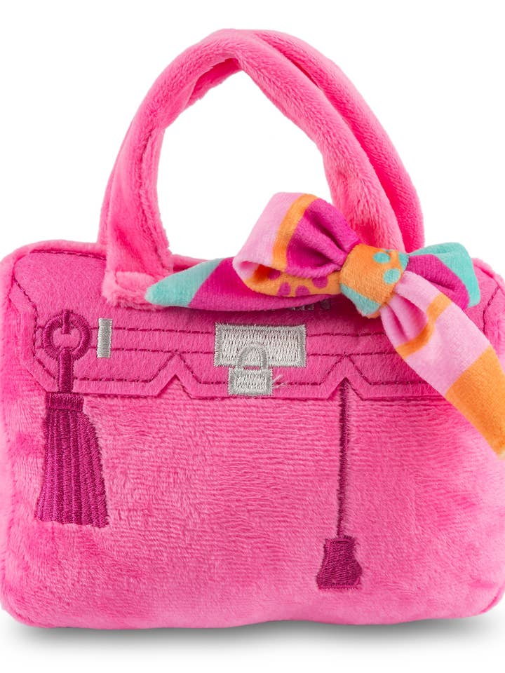 Barkin Bag -  *CHIC DOGGIE* Pink w/ Scarf Squeaker Dog Toy and other Purchase Wholesale chic. Free Returns & Net 60 Terms on Faire trending on Faire.