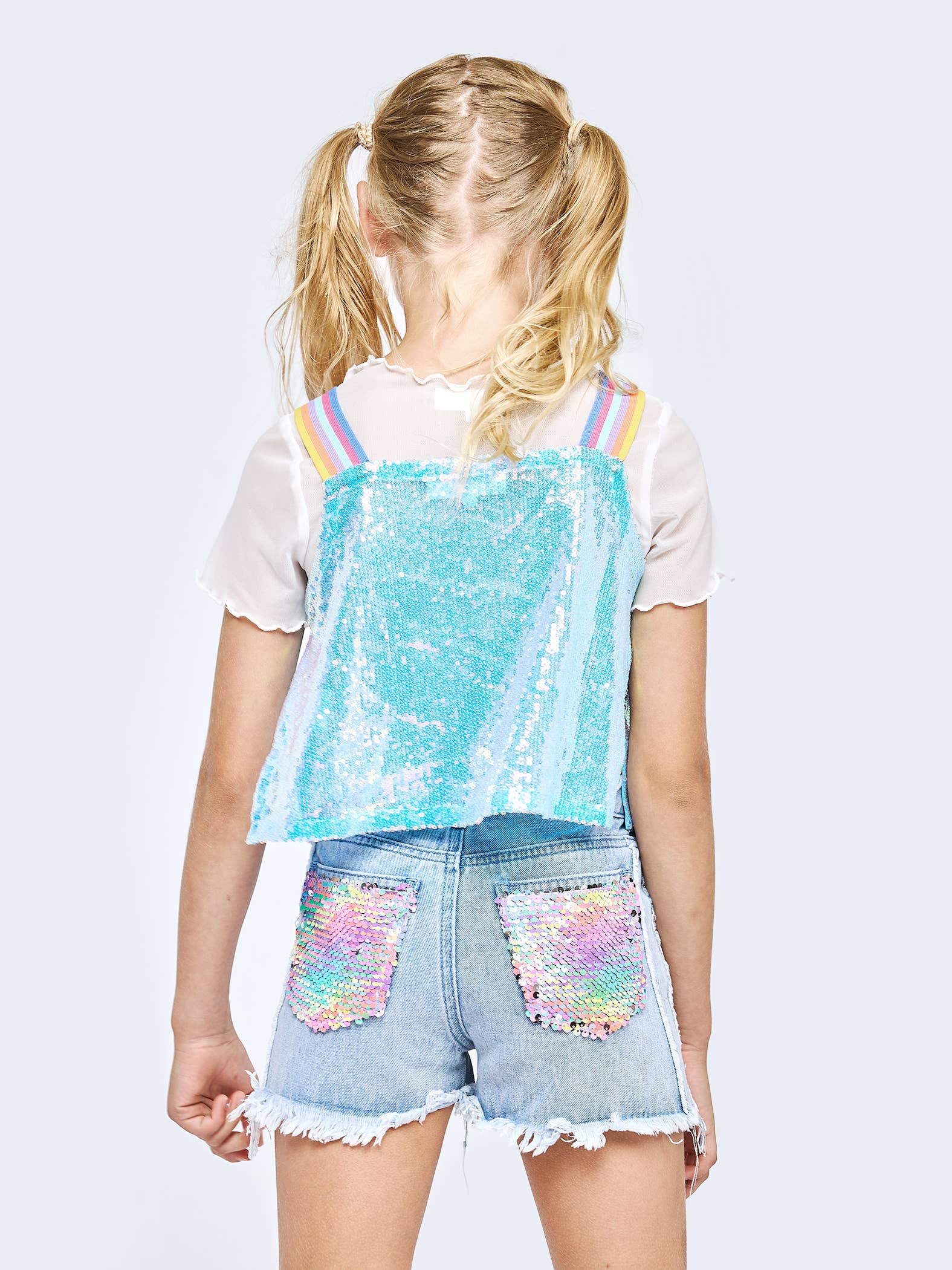 STONEWASH DENIM SHORTS W/ SEQUIN DISTRESS for wholesale on Faire1