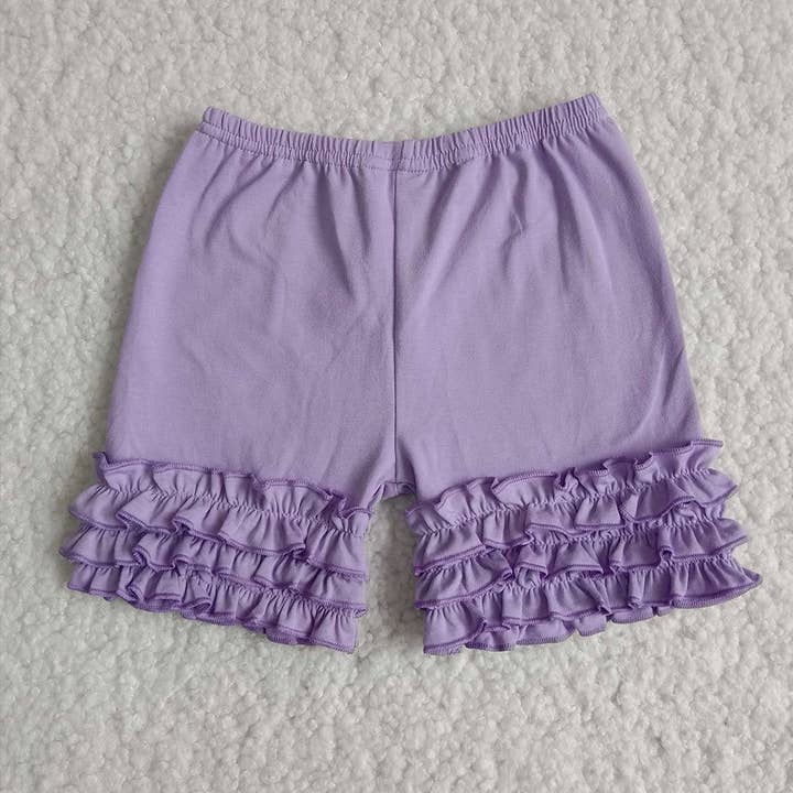 Lavender icing ruffle shorts for wholesale by Aier Wholesale