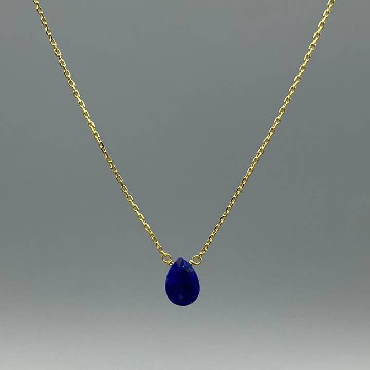 Something Silver - Wholesale Pendant/Charm Necklace - Dainty Teardrop Gemstone Necklace