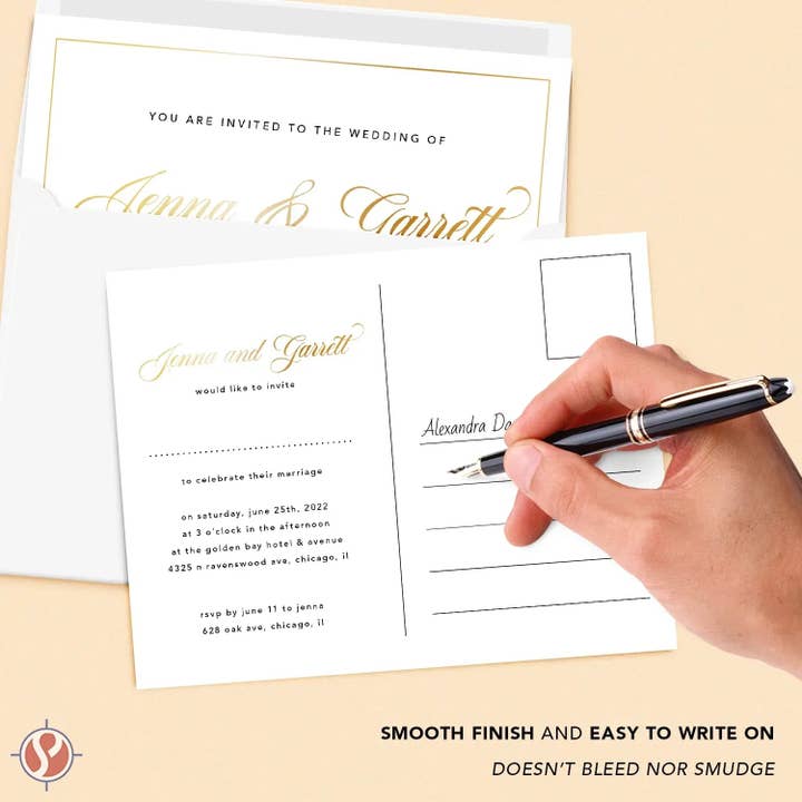 Fine Cardstock - Wholesale Briefpapier/indexkaartenset - Witte 100lb kaarten en enveloppen zonder vouw | 10,8 x 14 cm (A2-formaat) | 50 stuks per verpakking4