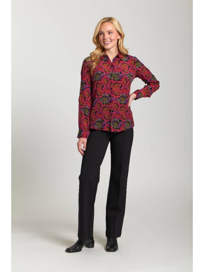 Button-up w/Roll-up Sleeve - Pink Multi for wholesale on Faire3