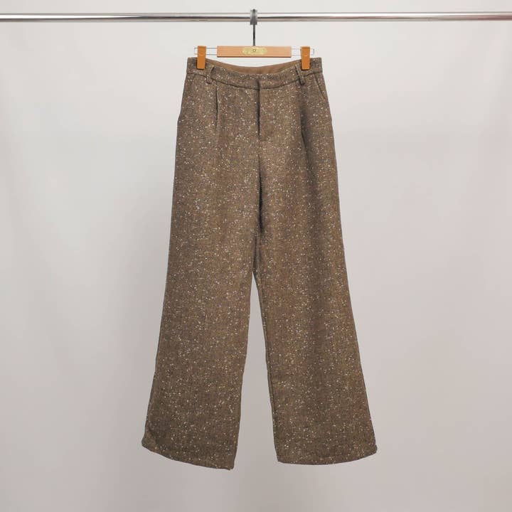 Cecile Wang - Wholesale Pants - Women's - Straight wool trousers with tweed pattern MJ2663870