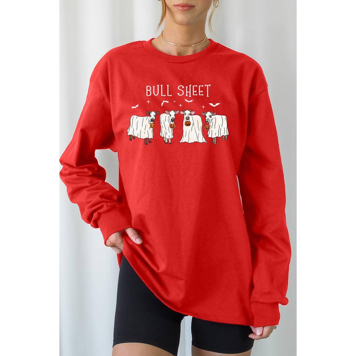 COLORBEAR - Wholesale Graphic Sweatshirt - Women's - BULL SHEET,HALLOWEEN,GHOST COWS UNISEX RIB CUFFS LONG6