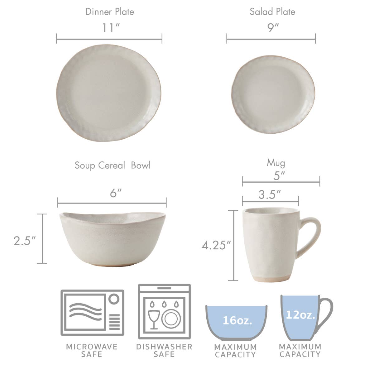 Fitz and Floyd® Mikasa® Pfaltzgraff® - Wholesale Dinnerware Set - Mikasa Cora Wht 16PC DW Set Brown Bx Pkg3