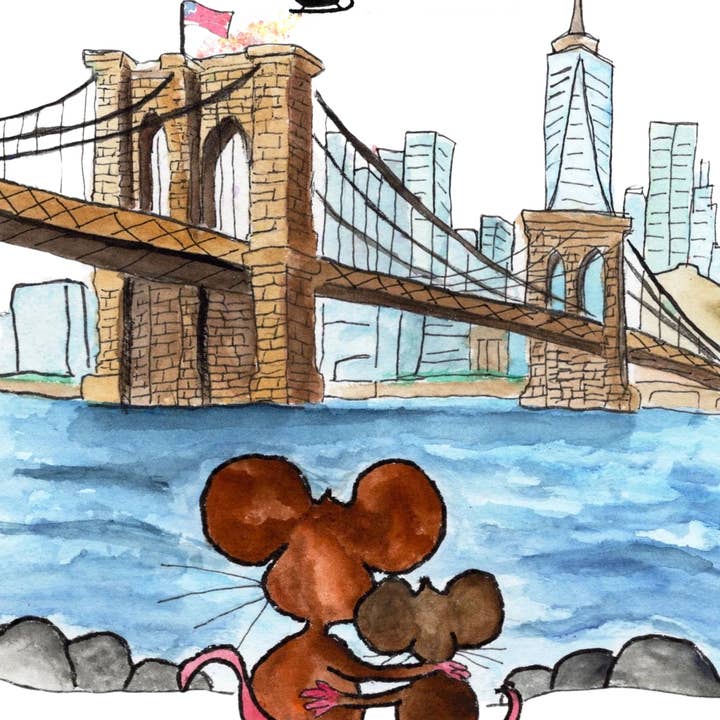 Johnnerdraws - Wholesale Season's Greetings Card - BROOKLYN BRIDGE-BELIEVE :Holiday Greeting Card. Handmade
1