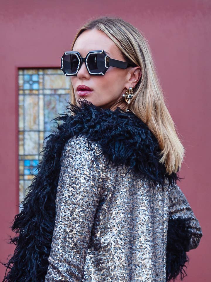 Jennafer Grace - Wholesale Jacket – Women's - Penny Deluxe Buxom Gunmetal Faux Fur Jacket5