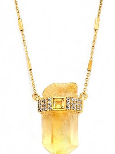 "Magical Queen" Citrine Crystal Bar Chain Necklace for wholesale by Nayla Jewelry
