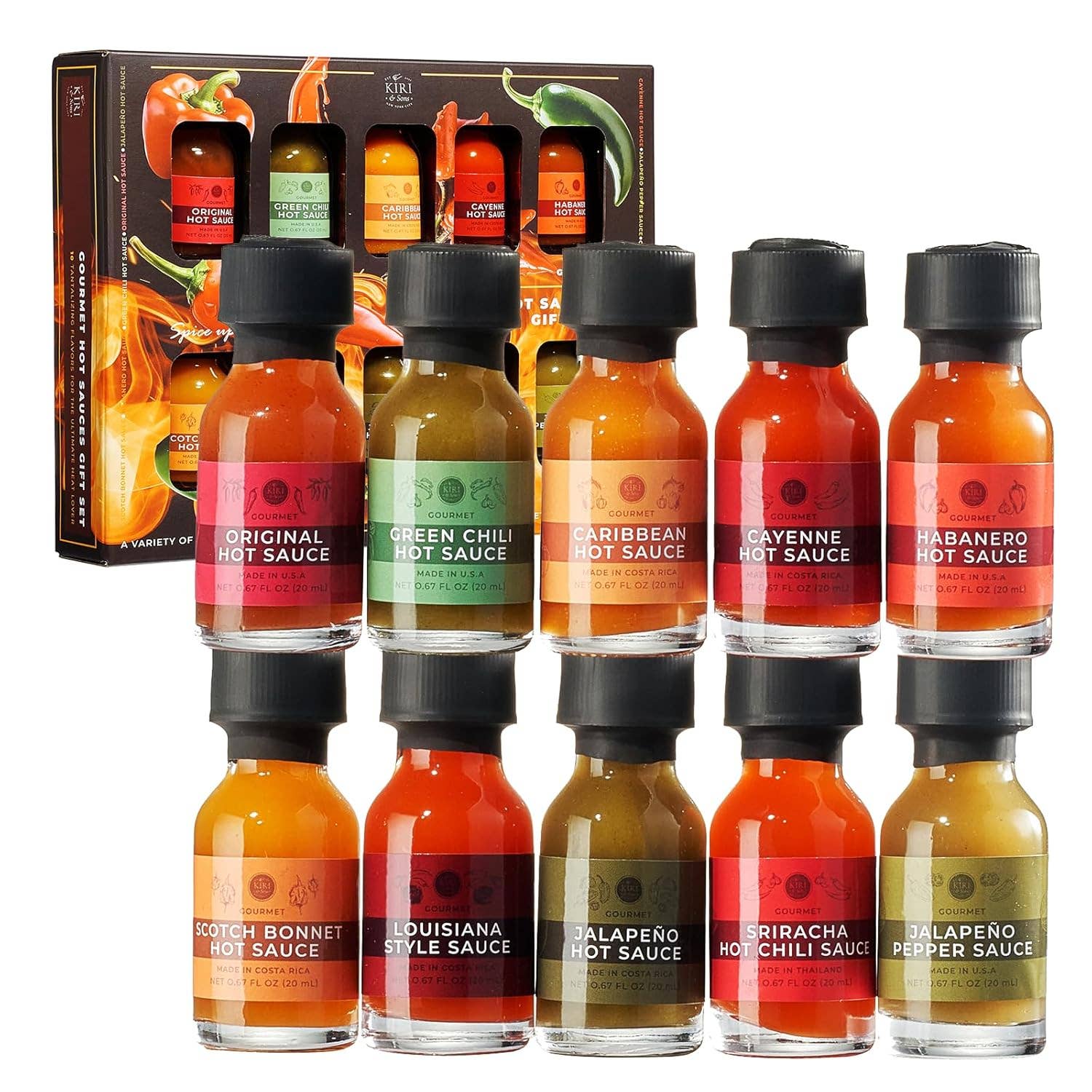 The Wine Savant /  Khen Glassware - Vente Sauces piquantes - Coffret cadeau de 10 échantillons de sauce piquante Gourmet0