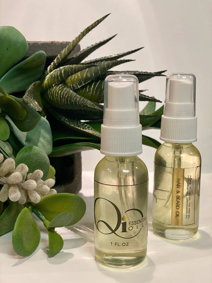 Huile pour cheveux et barbe pour la vente par Qi Essential Oils