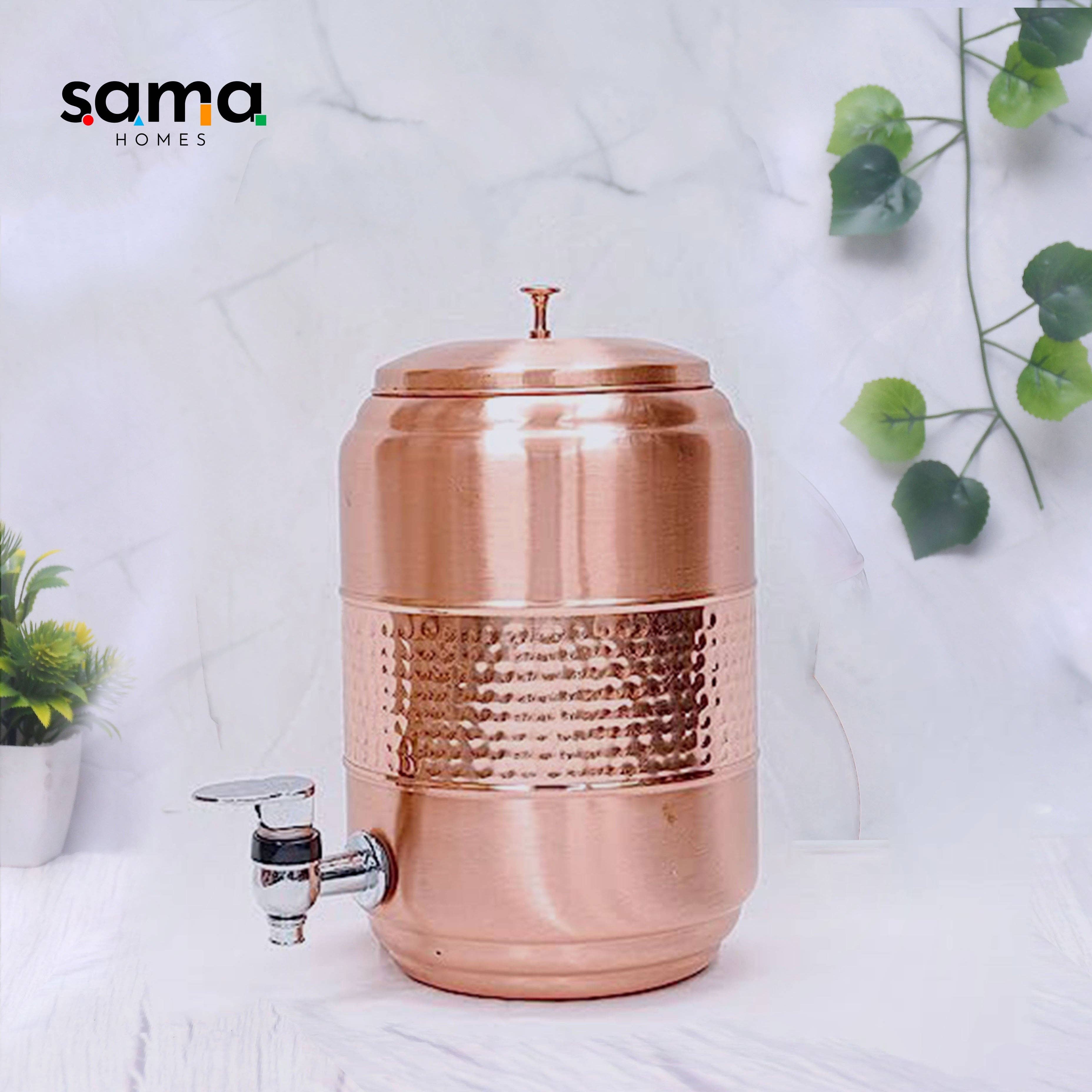 Pure Copper 5 Litre Half Hammered Water Dispenser (Matka) 5000ML for wholesale on Faire