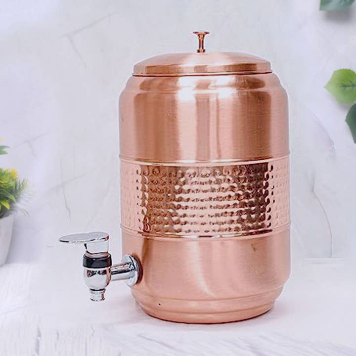Pure Copper 5 Litre Half Hammered Water Dispenser (Matka) 5000ML for wholesale on Faire0