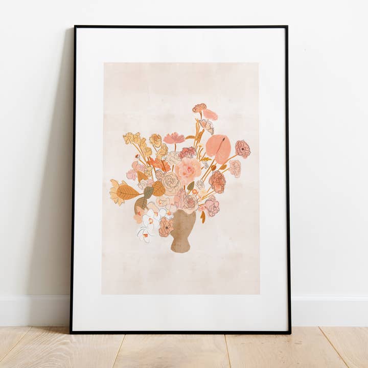 Boho Flowers In A Vase Art Print for wholesale by Moonbean Designs