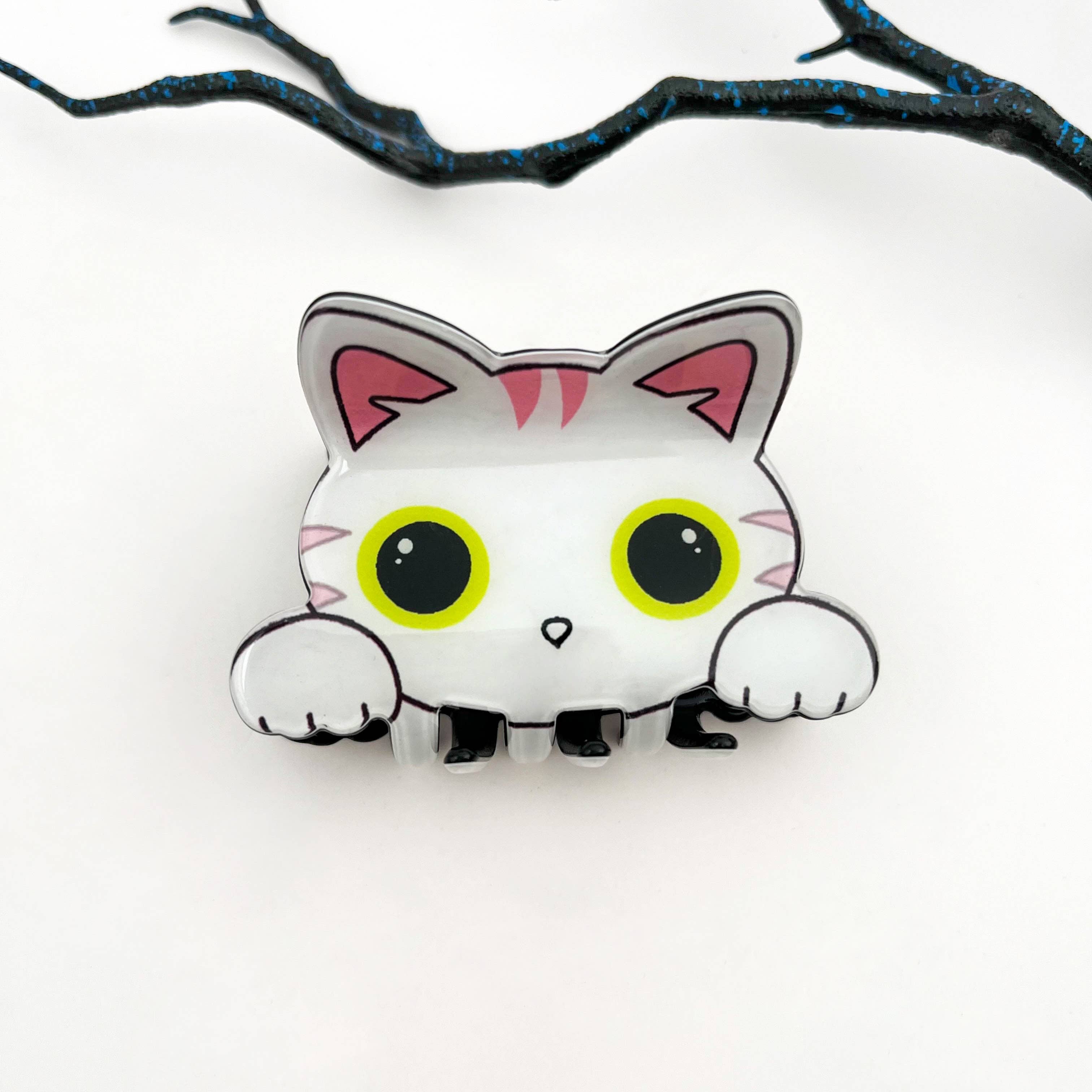 mildstyles - Vendita all'ingrosso Fermaglio per capelli - Donna - 😼 Fermaglio per Capelli in Acrilico a Forma di Testa di Gatto – Stile Carino e Stravagante3