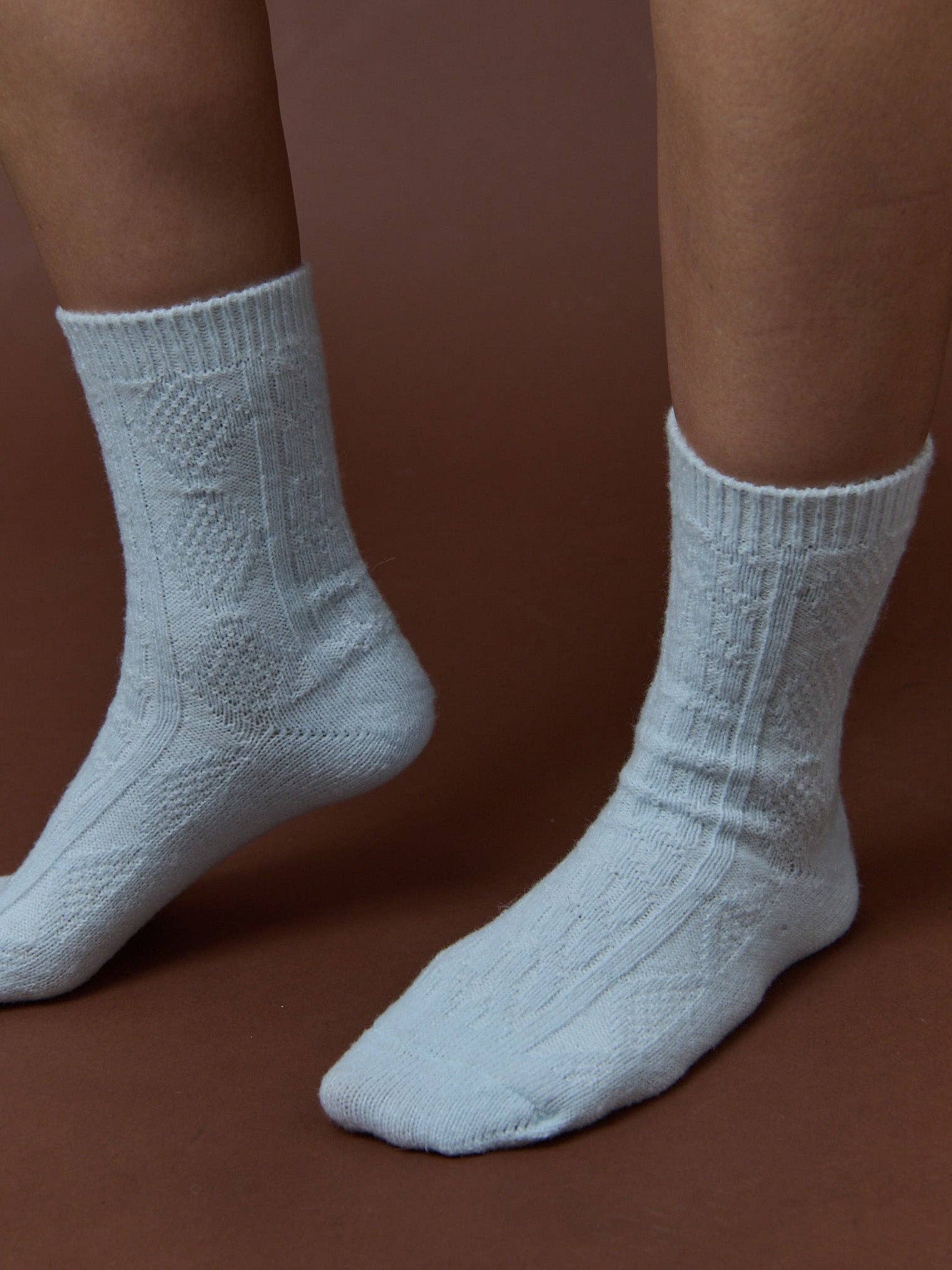 Angels Whisper Accessories - Wholesale Socks - Women's - Fisherman Wool Crew Socks in Blue1