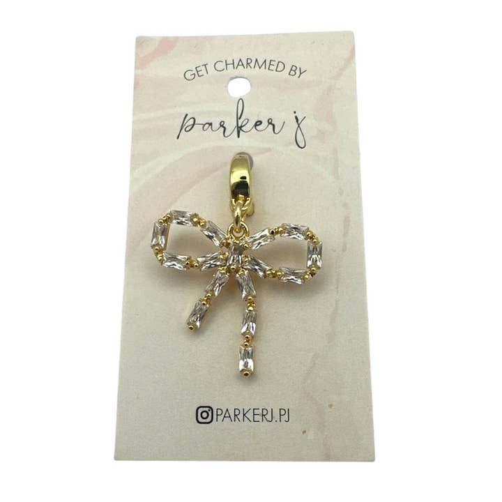 Baguette CZ Bow Charm for wholesale by Parker J Jewelry & Charm Bar