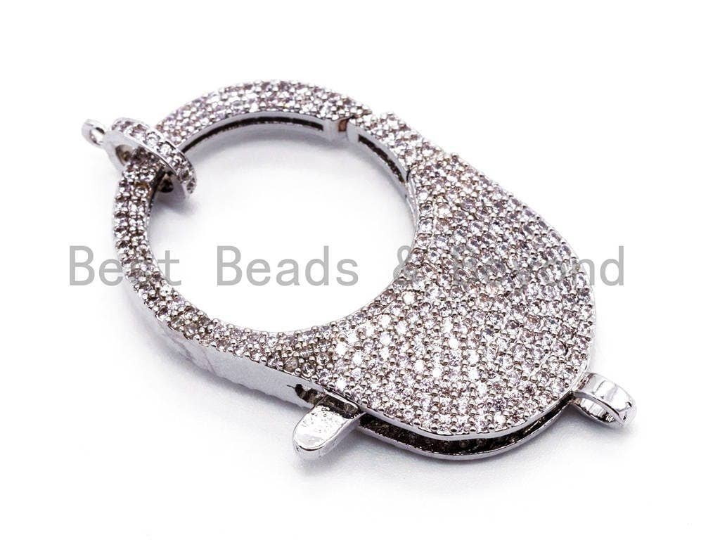 BestBeads&Beyond - Wholesale Clasp - CZ Clear Micro Pave Large  Lobster Claw Clasp, SKU#H104/H3412