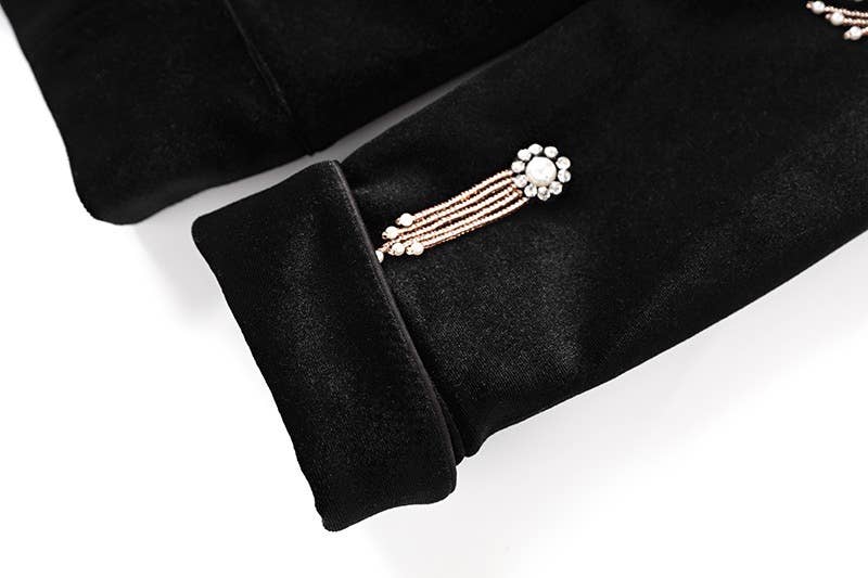 Productseeker – wholesale Kostymset – Dam – SET041 Kraftig pärlbyxa i sammet med breda ben15