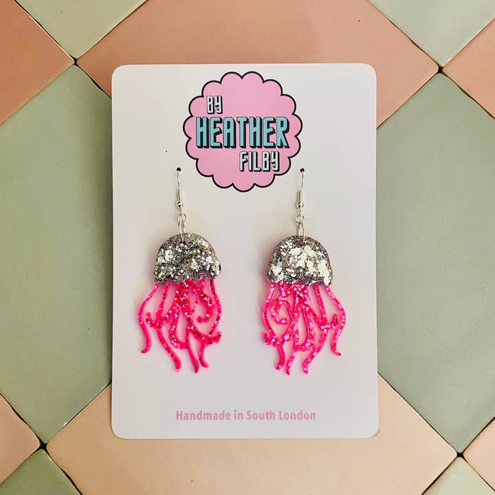 By Heather Filby – wholesale Dangle earrings – JellyFish Glitter Earrings (MORE COLOURS) - Best Seller21