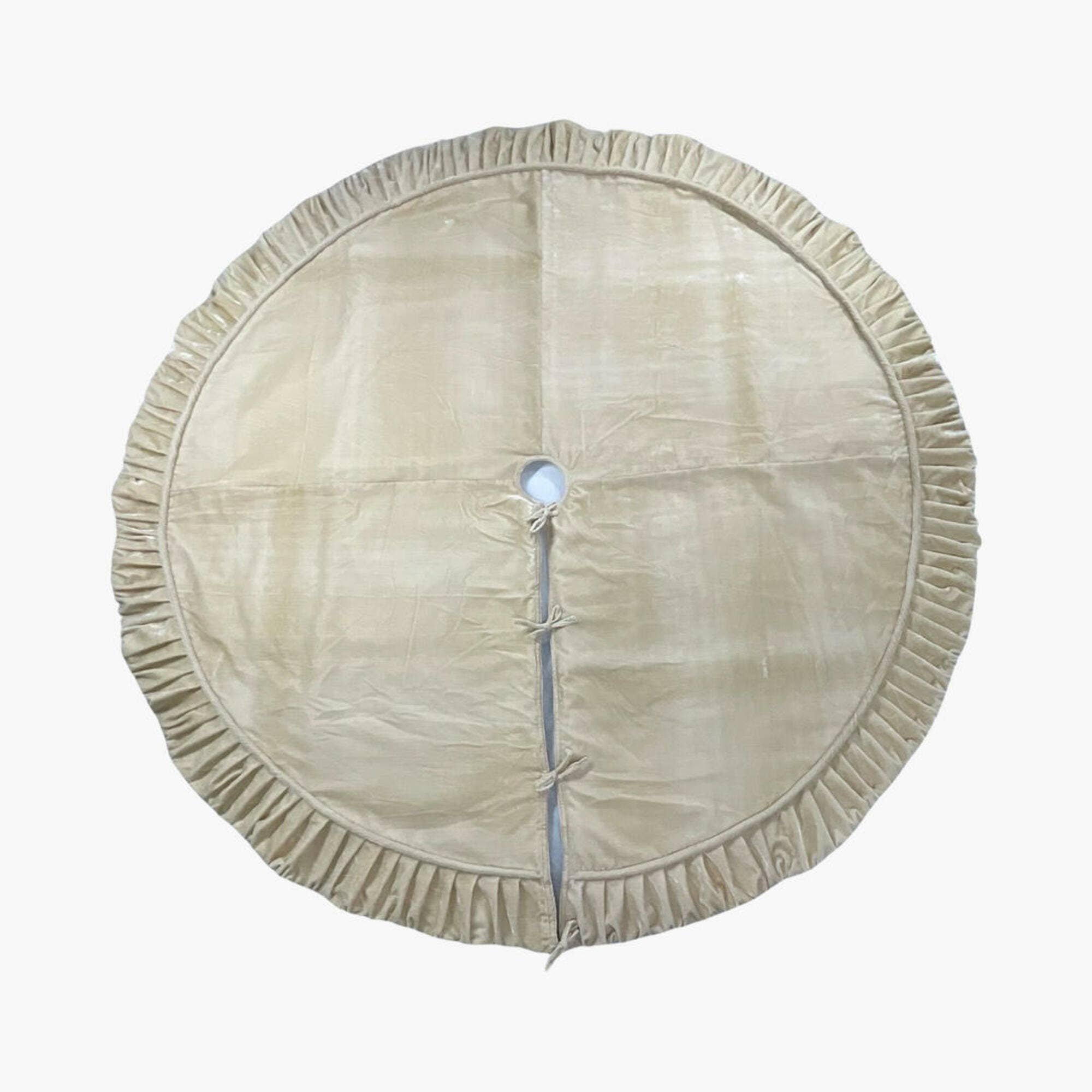 Vickerman 84" Plush Champagne Velvet Christmas Tree Skirt for wholesale on Faire