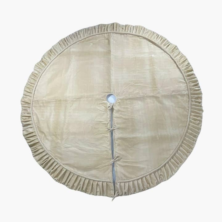 Vickerman 84" Plush Champagne Velvet Christmas Tree Skirt for wholesale on Faire0