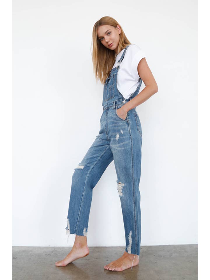 Insane Gene USA - Wholesale Overalls - Women's - Distressed Raw Hem Straight Overalls3