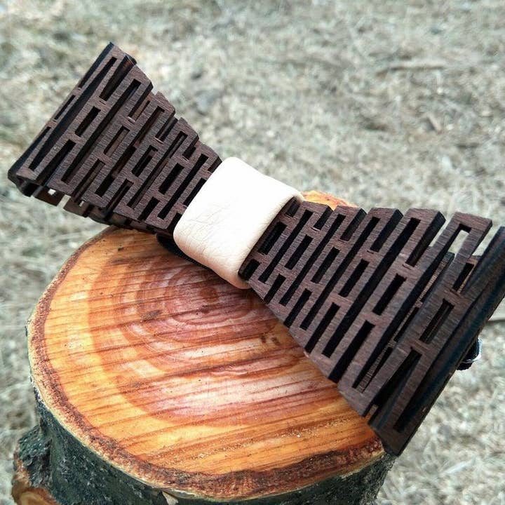 Trä 3D fluga läder gåva för wholesale av SUNROZ